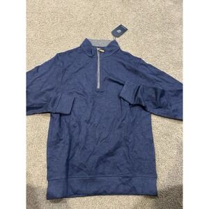 Collars And Co Men's Cotton Sweater Blue Quarter Zip‎ Mens Size Small NWT